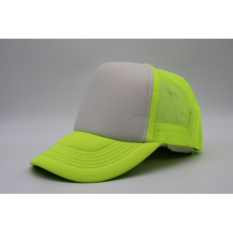 GORRA ESPONJA MALLA BLANCO / AMARILLO NEON
