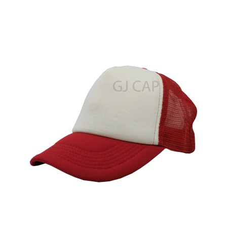 GORRA ESPONJA MALLA COMBINADA BLANCO / ROJO