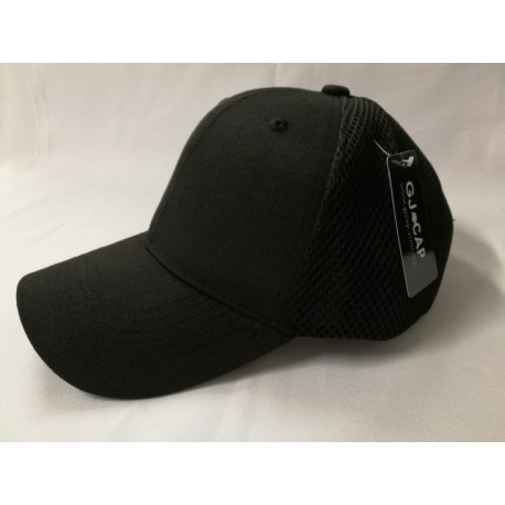 GORRA  POLIESTER / ALGODON (MALLA GRUESA) NEGRO