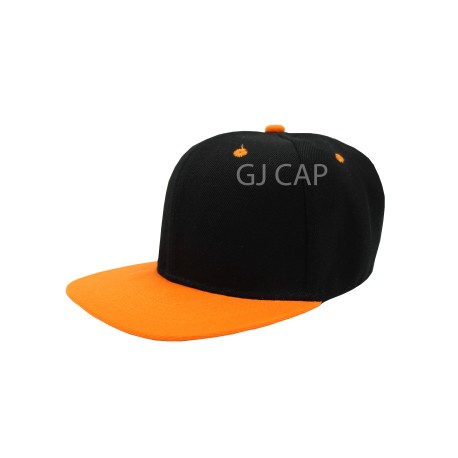 GORRA ACRILICO PLANA NEGRO / NARANJA